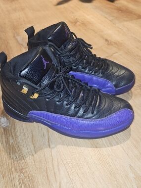 Air Jordan 12 Men's Retro Black Purple Sneakers Size 9 CT8013 057 Easter Shoes